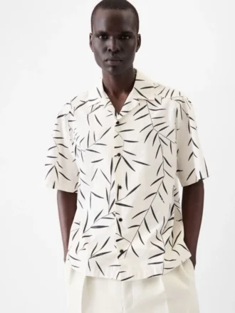 Camicia Fonccio Camicia da bowling con stampa fogliame