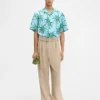 Camicia in denim Camicia a maniche corte con stampa Palm Trees Star