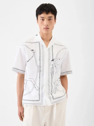 Camicia Jean Camicia da bowling con stampa Dog