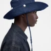 Cappello a secchiello in denim de-Nîmes Cappello a secchiello cucito Cappello a secchiello in denim de-Nîmes Cappello a secchiello cucito