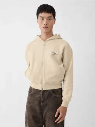 Felpa con cappuccio e zip Gros Grain Felpa con cappuccio e zip con logo Grosgrain