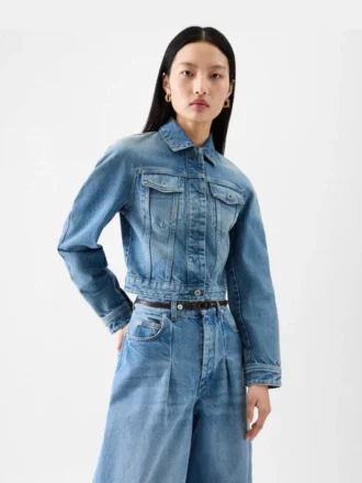 Giacca in denim Ovalo de-Nîmes Giacca in denim curvo