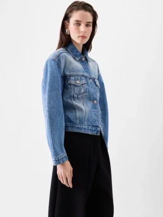La giacca in denim de-Nîmes Giacca in denim curva