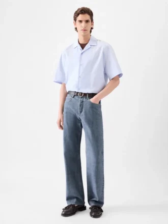 Pantaloni dritti in denim de-Nîmes Jeans a gamba dritta