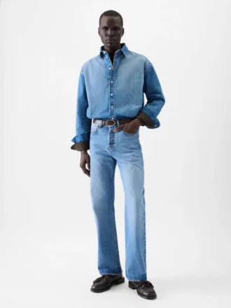 Pantaloni dritti in denim de-Nîmes Jeans a gamba dritta