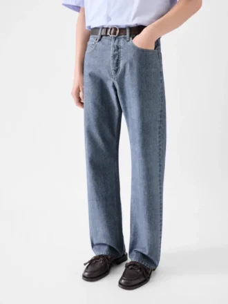 Pantaloni dritti in denim de-Nîmes Jeans a gamba dritta