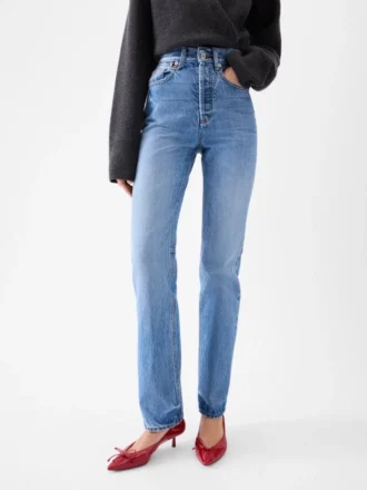 Pantaloni dritti in denim de-Nîmes Jeans a gamba dritta