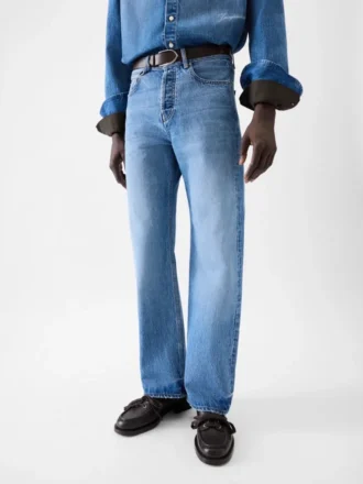Pantaloni dritti in denim de-Nîmes Jeans a gamba dritta
